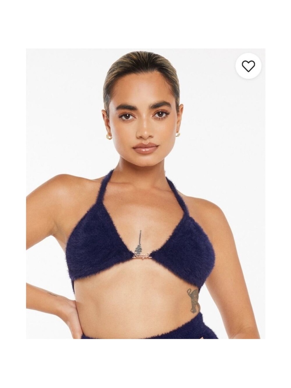 Savage X Fenty Navy Fuzzy Halter Triangle Bralette